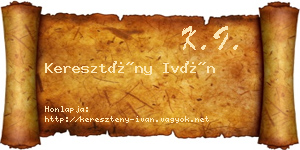 Keresztény Iván névjegykártya